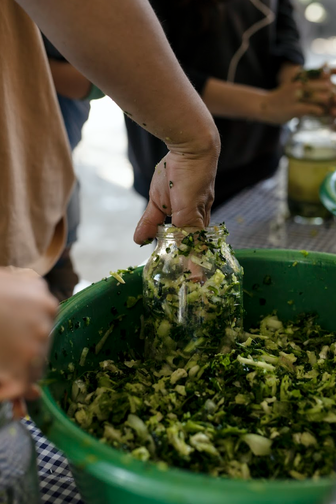Chucrut de col de napa y flor de cempasúchil