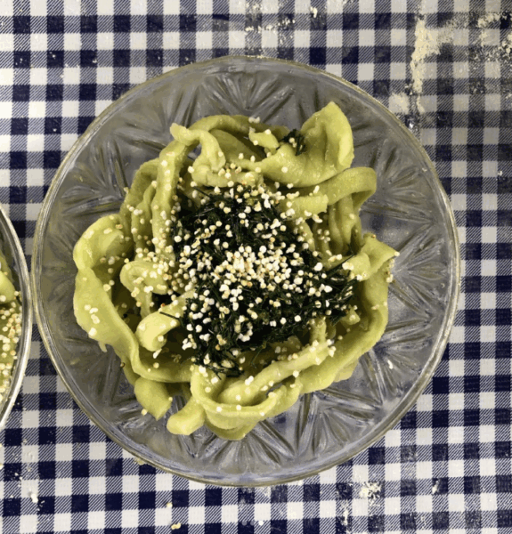 Pasta fresca con arúgula y pesto de hinojo