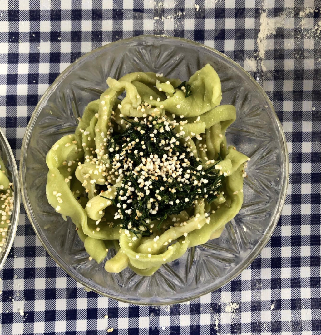 Pasta fresca con arúgula y pesto de hinojo